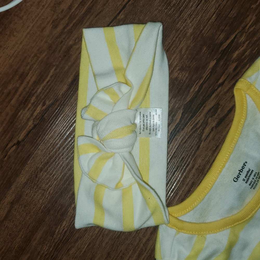 3-Piece Baby & Toddler Girls Bee Garden Dress, Diaper Cover & Headband Set 12 Mo - Picture 3 of 14
